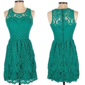 🌸 (2/$20) Sz M Xhilaration Teal Lace Sleeveless Fit-and-Flare Dress